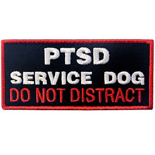 EmbTao Service Hund Flicken Westen/Geschirre PTSD Nicht ablenken Bestickter Aufnäher mit Haken- und Flauschbänder von EmbTao