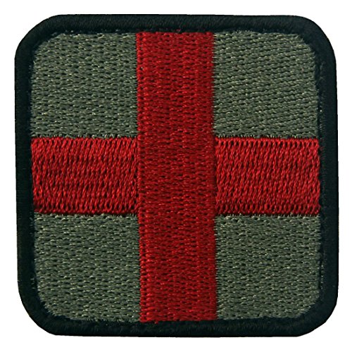Taktisch Medic Kreuz Armee-Moral ACU Bestickter Aufnäher mit Haken- und Flauschbänder, Olive und Rot von EmbTao