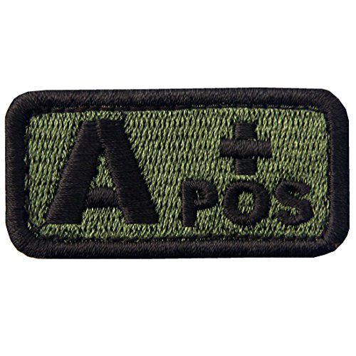 Taktisch Typ A positiv Blutgruppe Emblem Bestickter Aufnäher mit Haken- und Flauschbänder, Olivgrün Taktisch Typ A positiv Blutgruppe Emblem Bestickter Aufnäher mit Haken- und Flauschbänder, Olivgrün von EmbTao