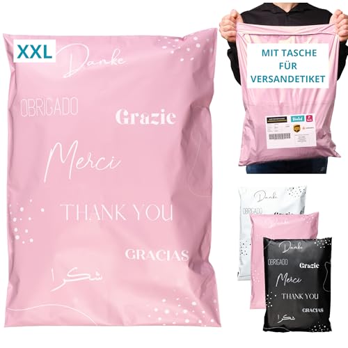 EMBALLAX - 20 Versandtaschen MIT TASCHE FÜR VERSANDETIKETT - XXL 60x45cm - WIDERSTANDSFÄHIG/WASSERDICHT - Versandtüten für Kleidung - Warensendung Umschlag für Kartons - Versandbeutel - Danke EMBALLAX - 20 Versandtaschen MIT TASCHE FÜR VERSANDETIKETT - XXL 60x45cm - WIDERSTANDSFÄHIG/WASSERDICHT - Versandtüten für Kleidung - Warensendung Umschlag für Kartons - Versandbeutel - Danke von EmballaX