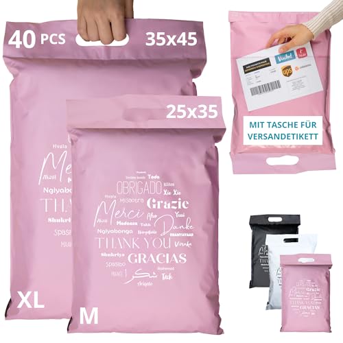 EMBALLAX - 40 Versandtaschen MIT TASCHE FÜR VERSANDETIKETT - 2 Größen M/XL - WIDERSTANDSFÄHIG/WASSERDICHT - Versandtüten für Kleidung - Warensendung Umschlag für Kartons - Versandbeutel - Danke EMBALLAX - 40 Versandtaschen MIT TASCHE FÜR VERSANDETIKETT - 2 Größen M/XL - WIDERSTANDSFÄHIG/WASSERDICHT - Versandtüten für Kleidung - Warensendung Umschlag für Kartons - Versandbeutel - Danke von EmballaX