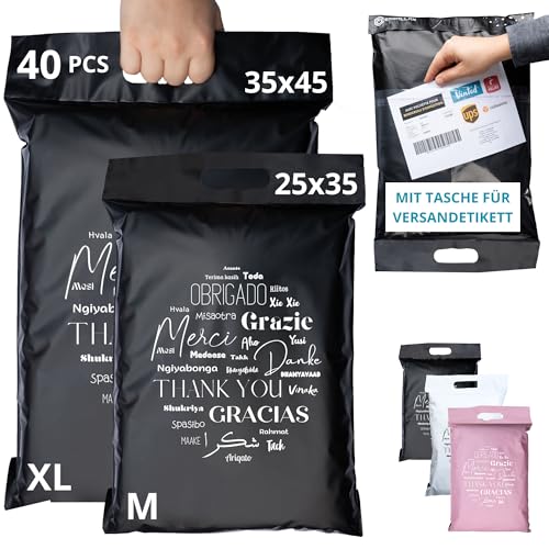 EMBALLAX - 40 Versandtaschen MIT TASCHE FÜR VERSANDETIKETT - 2 Größen M/XL - WIDERSTANDSFÄHIG/WASSERDICHT - Versandtüten für Kleidung - Warensendung Umschlag für Kartons - Versandbeutel - Danke EMBALLAX - 40 Versandtaschen MIT TASCHE FÜR VERSANDETIKETT - 2 Größen M/XL - WIDERSTANDSFÄHIG/WASSERDICHT - Versandtüten für Kleidung - Warensendung Umschlag für Kartons - Versandbeutel - Danke von EmballaX