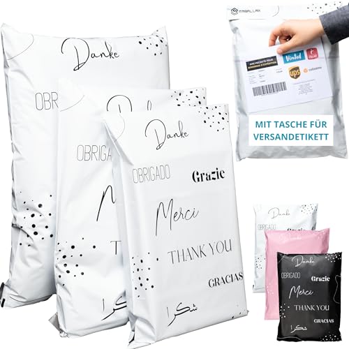 EMBALLAX - 60 Versandtaschen MIT TASCHE FÜR VERSANDETIKETT - 3 Größen M/L/XL - WIDERSTANDSFÄHIG/WASSERDICHT - Versandtüten für Kleidung - Warensendung Umschlag für Kartons - Versandbeutel - Danke EMBALLAX - 60 Versandtaschen MIT TASCHE FÜR VERSANDETIKETT - 3 Größen M/L/XL - WIDERSTANDSFÄHIG/WASSERDICHT - Versandtüten für Kleidung - Warensendung Umschlag für Kartons - Versandbeutel - Danke von EmballaX