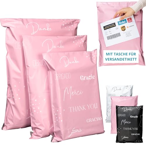 EMBALLAX - 60 Versandtaschen MIT TASCHE FÜR VERSANDETIKETT - 3 Größen M/L/XL - WIDERSTANDSFÄHIG/WASSERDICHT - Versandtüten für Kleidung - Warensendung Umschlag für Kartons - Versandbeutel - Danke EMBALLAX - 60 Versandtaschen MIT TASCHE FÜR VERSANDETIKETT - 3 Größen M/L/XL - WIDERSTANDSFÄHIG/WASSERDICHT - Versandtüten für Kleidung - Warensendung Umschlag für Kartons - Versandbeutel - Danke von EmballaX