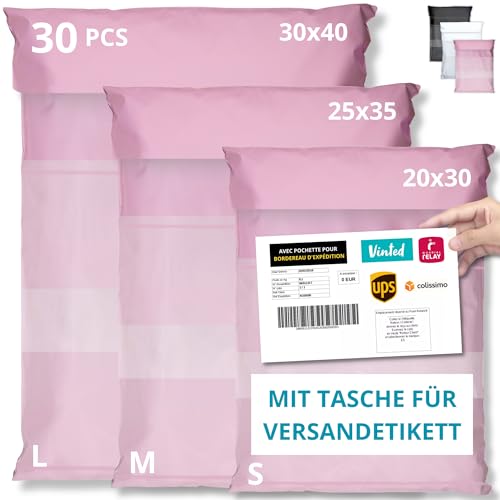 EMBALLAX - 30 Versandtaschen MIT TASCHE FÜR VERSANDETIKETT - 3 Größen S/M/L - WIDERSTANDSFÄHIG/WASSERDICHT - Versandtüten für Kleidung - Warensendung Umschlag für Kartons - Versandbeutel - Danke EMBALLAX - 30 Versandtaschen MIT TASCHE FÜR VERSANDETIKETT - 3 Größen S/M/L - WIDERSTANDSFÄHIG/WASSERDICHT - Versandtüten für Kleidung - Warensendung Umschlag für Kartons - Versandbeutel - Danke von EmballaX