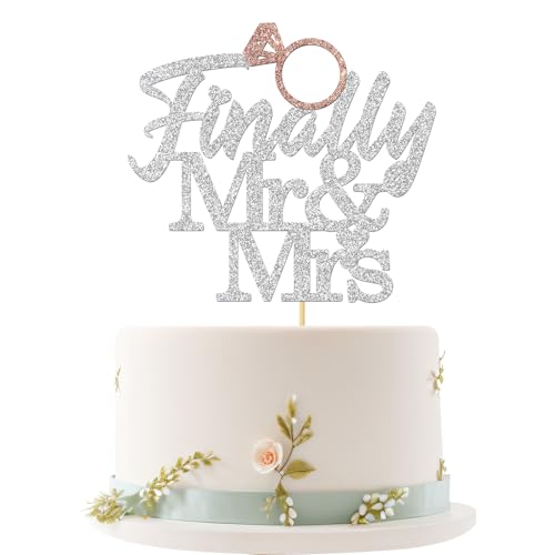 Endlich Mr and Mrs Tortenaufsatz, lustige Kuchendekoration, eleganter Tortenaufsatz für Hochzeitstag, romantische Hochzeitsfeier, Dekoration, ideal für Verlobung, Brautparty, Party-Geschenk von Embhhor