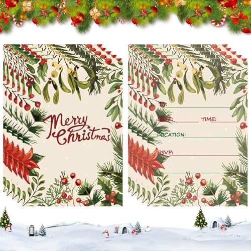10 Stück Weihnachtsparty-Einladungen, Weihnachts- und Neujahrskarten, doppelseitige Weihnachtskarte für Kinder, Jungen, Mädchen, Familie, Geburtstag, Party, Weihnachtsfeiern (B) von Embhlitfe