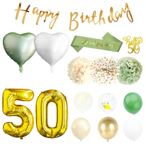 18. Geburtstag Party Dekorationen Grün Gold Luftballons Happy Birthday Banner Geburtstag Ballons Kit Cake Topper für Frauen Mann Mädchen und Jungen Bithday Dekorationen (B) von Embhlitfe