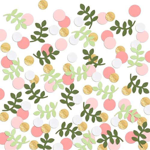 200 Pcs Konfetti Tischdeko,Green Blätter Konfetti Partytisch Konfetti Runde Punkte Streuung Konfetti Geburtstagskonfetti,Papier Konfetti für Geburtstagstisch Dekoration Hochzeitsfeiern Vorräte (Rosa) von Embhlitfe
