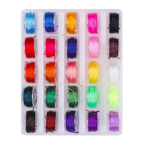 25 Bände Gummiband für Armbänder 0.8mm X 6m Elastisch Schmuckfaden Armband&Schnur Mehrere Farben Schmuckband Geeignet für Schmuck Herstellung Halskette Armband Handwerk (25) von Embhlitfe