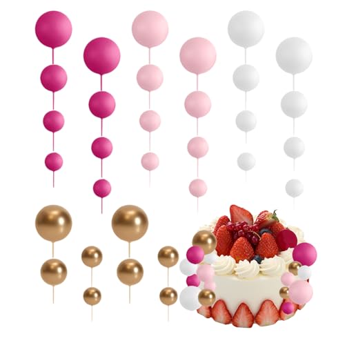 32 Stück Kugel-Kuchenaufsätze, Kuchendekoration, Regenbogen-Kuchenaufsatz, Goldkugeln für Kuchendekoration, Happy Birthday, Mini-Ballon-Kuchenaufsatz für Kuchendekoration, Geburtstag, Hochzeit (Rosa) 32 Stück Kugel-Kuchenaufsätze, Kuchendekoration, Regenbogen-Kuchenaufsatz, Goldkugeln für Kuchendekoration, Happy Birthday, Mini-Ballon-Kuchenaufsatz für Kuchendekoration, Geburtstag, Hochzeit (Rosa) von Embhlitfe