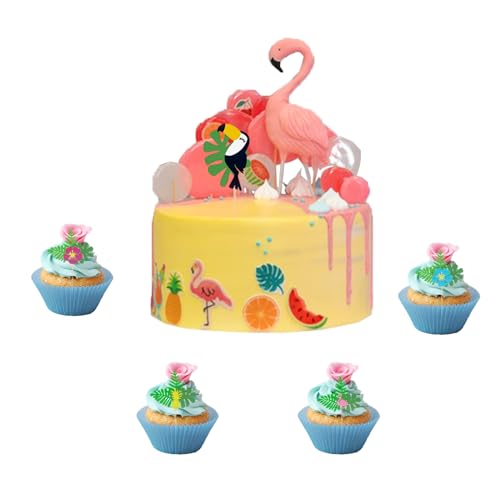 5 Pcs Hawaii Cupcake Toppers,Palmblatt Cupcake Toppers Luau Cupcake Toppers Tropische Cake Toppers,Hawaiian Cake Toppers für Hawaiian Cake Decorations Luau Partyzubehör von Embhlitfe