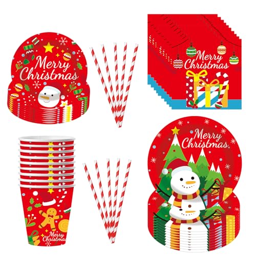 50 Stück Weihnachten Partygeschirr Set,Weihnachten Geschirrset Partyteller Papierbecher Servietten,Geburtstag Party Geschirr Partyzubehör Pappteller Set für Weihnachtsfeierzubehör,10 Gäste 50 Stück Weihnachten Partygeschirr Set,Weihnachten Geschirrset Partyteller Papierbecher Servietten,Geburtstag Party Geschirr Partyzubehör Pappteller Set für Weihnachtsfeierzubehör,10 Gäste von Embhlitfe