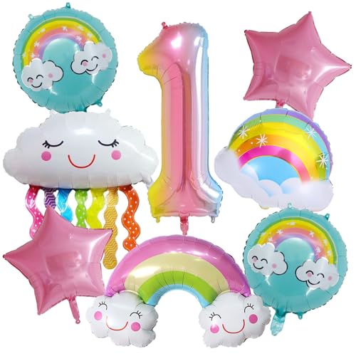 8 Stück Geburtstagsdeko 1 Jahre Mädchen,Luftballon 1. Geburtstag Folienballon Happy Birthday Luftballons,Geburtstagsparty Luftballons für Kinder Jungen Mädchen Dekorationen 1. Geburtstag (1) von Embhlitfe