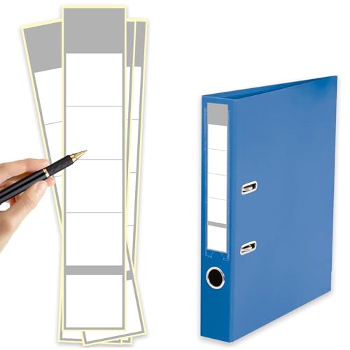 Embhlitfe 50 Stück Selbstklebende Ordnerrücken-Etiketten 5,4 x 1,9 cm – Beschreibbare Rückenschilder für 8 cm Breite Ordner | Büro, Bibliothek, Archivierung (grau) von Embhlitfe