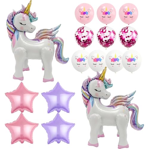 Embhlitfe Einhorn-Luftballons, Einhorn-Party-Dekorationen, stehende Einhorn-Folienballons, Einhorn-Geburtstagsdekorationen, aufblasbare Einhorn-Dekorationen für Kinder, Mädchen, Partyzubehör, 16 Stück Embhlitfe Einhorn-Luftballons, Einhorn-Party-Dekorationen, stehende Einhorn-Folienballons, Einhorn-Geburtstagsdekorationen, aufblasbare Einhorn-Dekorationen für Kinder, Mädchen, Partyzubehör, 16 Stück von Embhlitfe