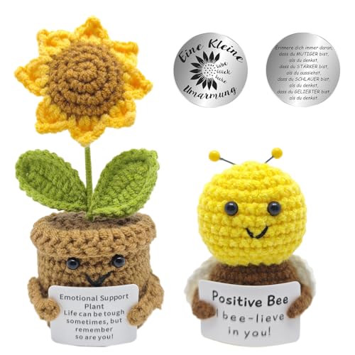 Embhlitfe Pocket Hug Positive Sonnenblume, kreative Stricken Wolle Sonnenblume Puppe, Biene Puppe und kleine Umarmung Glücksbringer, Mutmacher Geschenk, Gute Besserung Geschenk, Muttertagsgeschenk Embhlitfe Pocket Hug Positive Sonnenblume, kreative Stricken Wolle Sonnenblume Puppe, Biene Puppe und kleine Umarmung Glücksbringer, Mutmacher Geschenk, Gute Besserung Geschenk, Muttertagsgeschenk von Embhlitfe