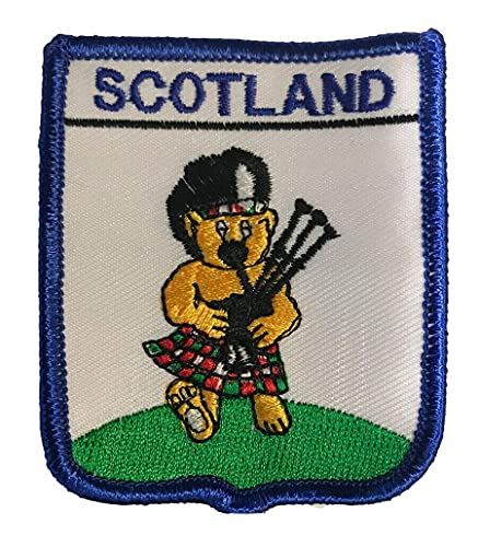 Emblems-Gifts Die Bagpiper Teddy Schottland Blau Aufnäher Bestickt Aufnäher (A465) von Emblems-Gifts