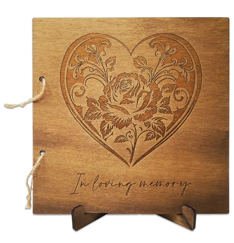 Embracing Mindfulness Erinnerungsbuch für Beerdigung – Einband aus Holz mit einer Rose graviert, dicke Papierseiten (Erinnerungsbuch) von Embracing Mindfulness