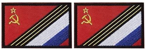 2 stücke Sowjetunion Russland Flagge Stickerei Patch Militär Taktische Moral DIY Emblem Werkzeug Ausrüstung Applique mit Haken Bestickter Patch von Embroidery Patch