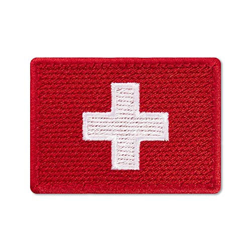 Aufnäher Schweiz Flagge Schweiz, Schweizer Kreuz, Nationalemblem, bestickt zum Aufbügeln (7,1 x 5,1 cm) von Embrosoft