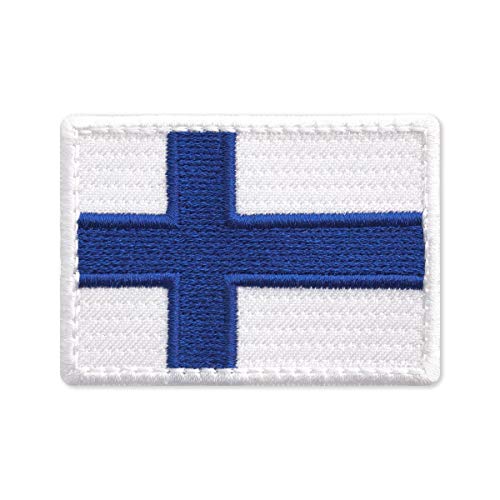 Aufnäher mit der finnischen Flagge, Flagge von Finnland, Nationalemblem, bestickt, zum Aufbügeln (7,1 x 5,1 cm) von Embrosoft