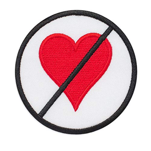 Aufnäher zum Aufbügeln, Motiv: Verbotsschilder, Herz, bestickt, 7,6 x 7,6 cm Aufnäher zum Aufbügeln, Motiv: Verbotsschilder, Herz, bestickt, 7,6 x 7,6 cm von Embrosoft