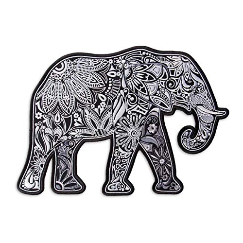 Gemusterter Elefanten-Aufnäher zum Aufbügeln (30 x 21 cm, auf die rechte Seite gedreht) von Embrosoft