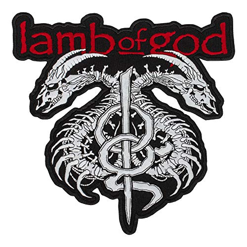 Lamb of God Aufnäher, Weiße Drachenschädel, Logo zum Aufbügeln, Größe: 29,5 x 31 cm von Embrosoft