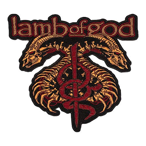 Lamm of God Aufnäher – Rot und Braun Drachenschädel – Log Rock Band gesticktes Logo zum Aufbügeln – Größe: 29,5 x 31 cm von Embrosoft