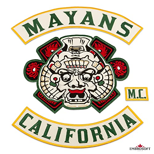 Mayans California MC Large Patch, Biker Gang Embroidered Back Jacket Emblem, zum Aufbügeln/Aufnähen (34,8 x 37,1 cm) von Embrosoft