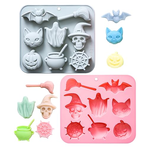 2 Stücke gruselige Halloween Ghost Skeleton Silikonformen Einfacher Deparieren von Süßigkeitenschokoladenformen für Home Hochzeit Küchen Kochen Formen von Emdvsco
