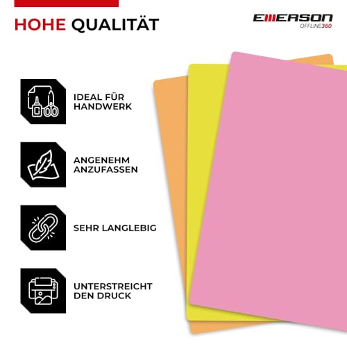 Emerson fluoreszierende mix Druckerpapier Kopierepapier A4 5x20 Blatt | 80 g/m2 210 x 297 mm100 Blatt | Drucker: Laser, Inkjet, Fotokopierer, Fax | Vielseitiges Papier zum Kopieren, Basteln von Emerson