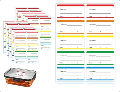 Emezddo 100 Stück Gefrieretiketten,Leicht Ablösbare Klebeetikette zum Beschriften,Aufkleber für Universal Gefrierdosen,verwendet für Familie Geschäftlich Küche Marmeladengläser(60 * 30mm) von Emezddo