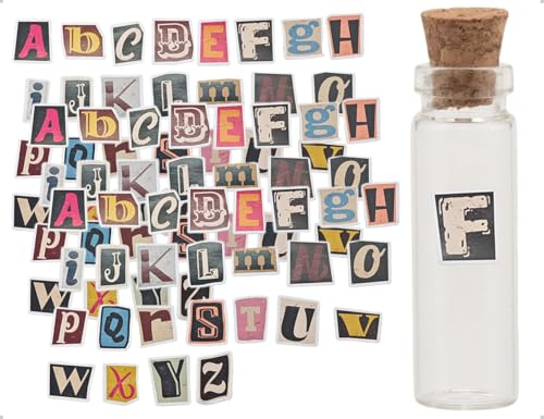 Emezddo 156 Stück Buchstaben Aufkleber,Selbstklebend Vintage Alphabet Sticker,verwendet für DIY Handwerk Scrapbook Briefkästen Reisetasche Laptop Wasserflaschen Dekoration von Emezddo