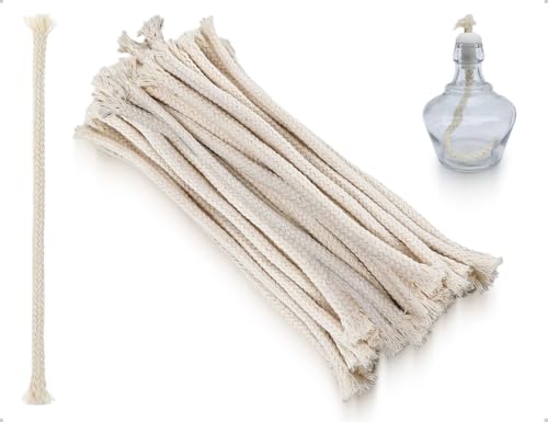 Emezddo 20 Stück Docht für Öllampen,Ersatzdocht,Baumwolldochte,Kerzendocht,Alkoholkerzenbrenner,für Petroleumlampe Kerzen DIY Handgefertigte Kerzenherstellung(Runde,150 * 6 mm) von Emezddo