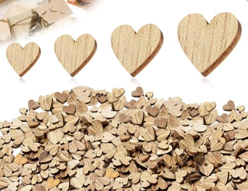 Emezddo 200 Stück Holzherzen,Streudeko zum Beschriften,Unlackiert Tischdekorarion,Verzierungen Scheiben,Holzscheiben,verwendet für Hochzeit Geburtstag DIY Handwerk(4 Größen) von Emezddo
