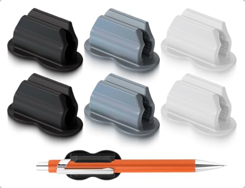 Emezddo 6 Stück Stifthalter,Silikon Selbstklebend Marker-Clip,Flexibler Stiftschlaufe,verwendet für Klemmbrett Schreibtisch Klassenzimmer Whiteboard Kühlschrank Küche Notizbüchern von Emezddo