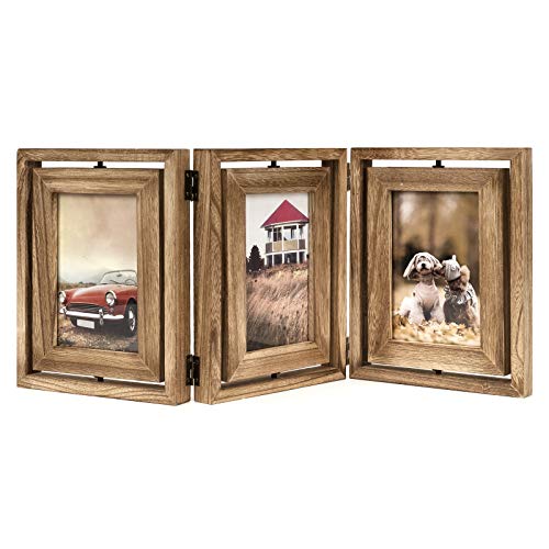 Emfogoo Bilderrahmen, Rustikal Holz Aufklappbar Dreifacher Fotorahmen 10x15, Drehbar Bilderrahmen mit Doppelseitigem Display, Multi-Bilderrahmen vertikal auf der Tischplatte Emfogoo Bilderrahmen, Rustikal Holz Aufklappbar Dreifacher Fotorahmen 10x15, Drehbar Bilderrahmen mit Doppelseitigem Display, Multi-Bilderrahmen vertikal auf der Tischplatte von Emfogoo