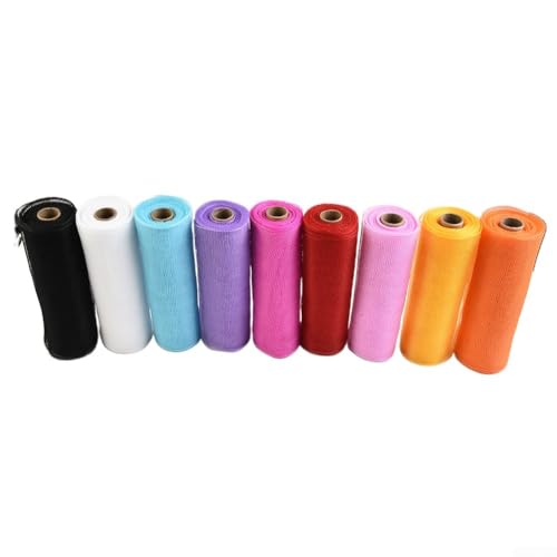 Deko-Mesh-Band, 9,1 m, perfekt zum Basteln von Schleifen, Kränzen und Urlaubsdekorationen, leichtes und wiederverwendbares Polypropylen-Material, Violett von Emiif