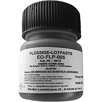 EO-FLP-005, niedrig schmelzende flüssige No Clean Lotpaste/Lötpaste für die Elektronik (Schmelzpunkt: 138° C), Pinselflasche mit 50 g Inhalt, Legierung SnAgBi57,6 (T4), extrem ergiebig von Emil Otto