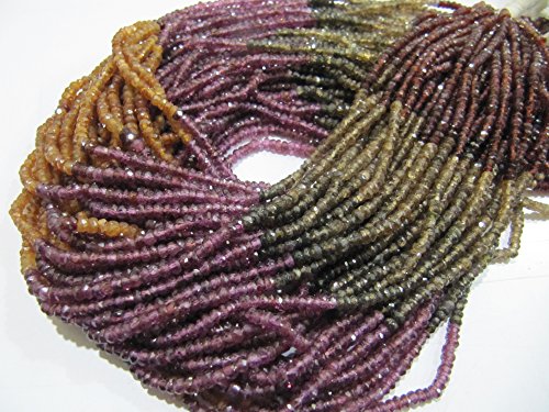 Hochwertige echte Tundra-Saphirperlen/mehrfarbiger Rondelle-facettierter Saphir, 3 bis 4 mm große Perlen/Strang 35,6 cm lang/natürlicher Edelstein von Eminent