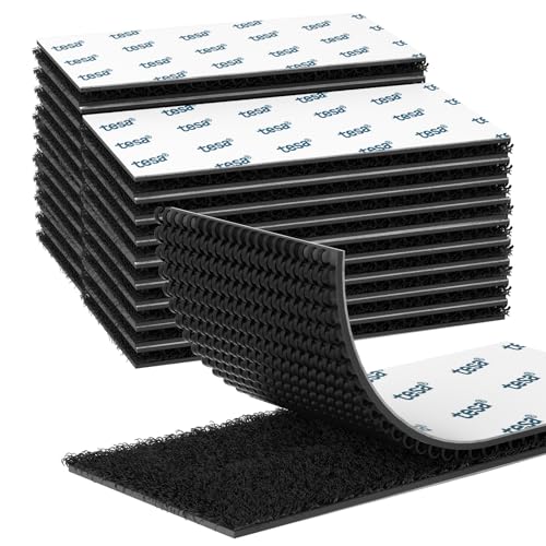 EMITEVER Klettband Selbstklebend Extra Stark- Klettverschluss Selbstklebend Heavy Duty-Doppelseitiges Vielseitig einsetzbar Tape für Innen & Außen DIY, Organisation (Schwarz, 50mmX100mm 20Paars) von Emitever