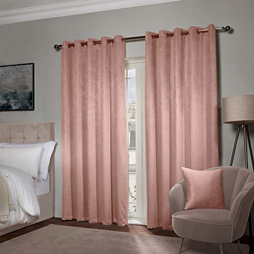 Emma Barclay Ambiance Thermo-Verdunkelungsvorhänge mit Ösen, 3D-geprägte Vorhänge mit reflektierender Rückseite in Blush Pink, 168 x 228 cm, Polyester, W 66" x L 90" (2 Panels) von Emma Barclay