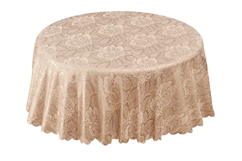 Emma Barclay Tischdecke Damast Rose 160 cm Rd. Kaffee, Polyester, Coffee, 63 inch (Round) von Emma Barclay