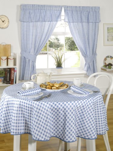 Emma Barclay Gingham-Karo, quadratisch, groß Molly Tischdecke, 52 x 52 cm, Blau, Polyester, 52x52 (132x132cm) von Emma Barclay