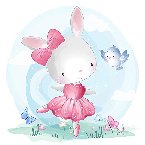 Emmijules Wandtattoo Hase Kinderzimmer - (20cm x 20 cm) - Made in Germany - Mädchen Baby Kinder Vogel Hasen Tiere Babyzimmer Wandaufkleber Wandsticker von EmmiJules