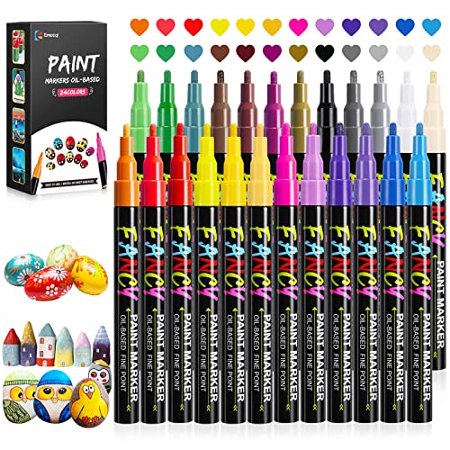 Emooqi 24 Farben Wasserfeste Stifte, Acrylstifte für Steine wasserfest Permanent Marker Stifte, Schnelltrocknender Bemalen Stifte Zum DIY Steine/Keramik/Glas/Holz/Fotoalben Emooqi 24 Farben Wasserfeste Stifte, Acrylstifte für Steine wasserfest Permanent Marker Stifte, Schnelltrocknender Bemalen Stifte Zum DIY Steine/Keramik/Glas/Holz/Fotoalben von Emooqi