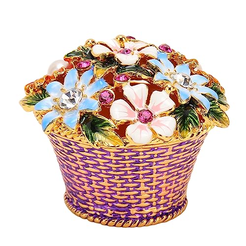 Emoshayoga Blumenkorb Schmuckkästchen für ein Geschenk, bunte Blumenkorb Schmuckkästchen Emaille, Vintage Schmuckschatulle aus Handbemaltem Strass für Ringe, Ohrringe, Schmuck Hochzeit Emoshayoga Blumenkorb Schmuckkästchen für ein Geschenk, bunte Blumenkorb Schmuckkästchen Emaille, Vintage Schmuckschatulle aus Handbemaltem Strass für Ringe, Ohrringe, Schmuck Hochzeit von Emoshayoga