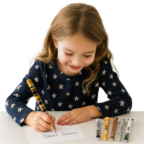 Emotionlin 6er-Set Radierbare Gelstifte 0,5 mm – Cartoon Stifte mit Tiermotiven & Radiergummi – Gelschreiber zum Wegradieren für Kinder, Schule, Büro, Studenten & Bullet Journal von Emotionlin